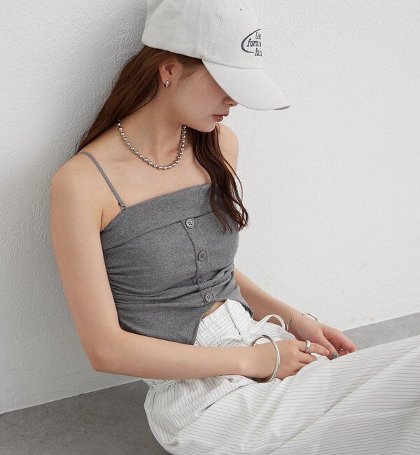  「パット付きボタンスリットキャミソール」|キャミソール|