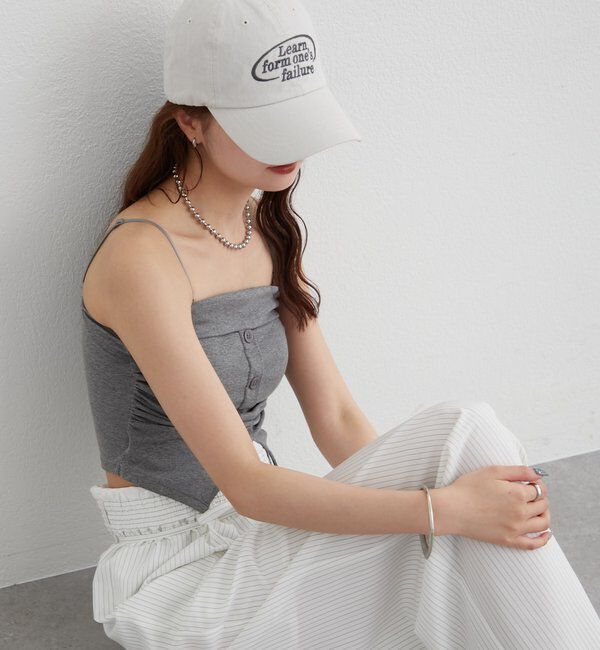  「パット付きボタンスリットキャミソール」|キャミソール|