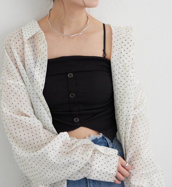  「パット付きボタンスリットキャミソール」|キャミソール|