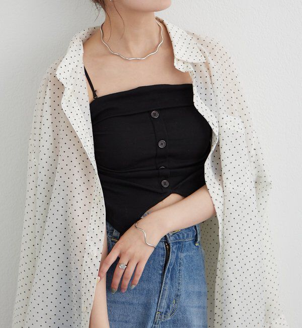  「パット付きボタンスリットキャミソール」|キャミソール|