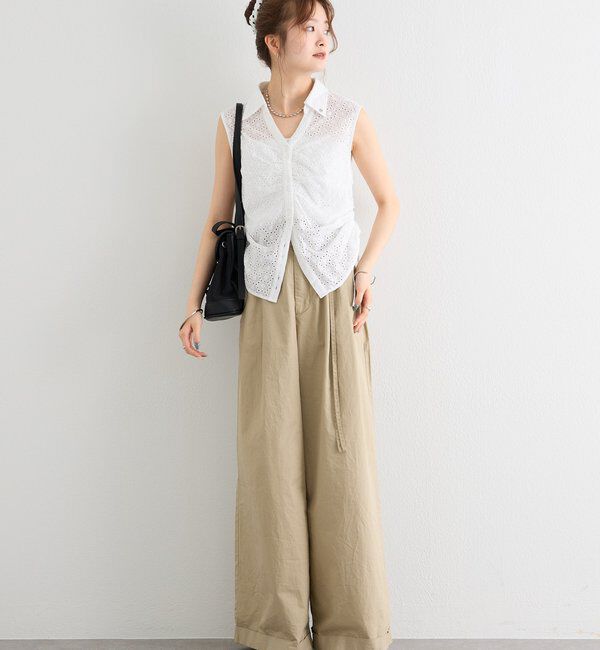  「襟付きサイドギャザーシェイプシャツ」|シャツ・ブラウス|