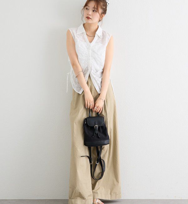  「襟付きサイドギャザーシェイプシャツ」|シャツ・ブラウス|