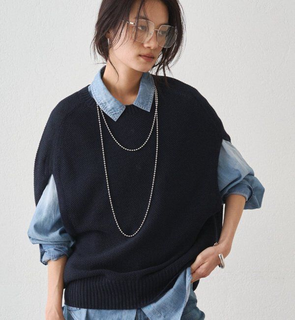  「ギマ鹿子ポンチョニットベスト」|ニット・セーター|