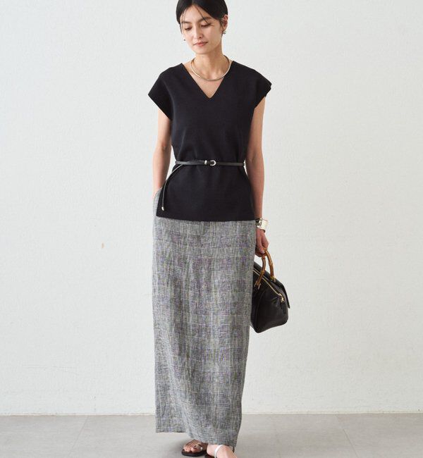  「チェックリネンマキシスカート」|スカート|