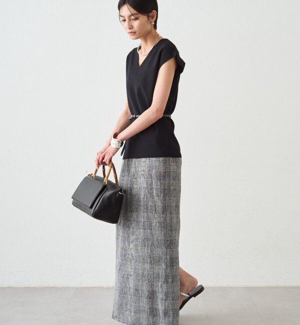  「チェックリネンマキシスカート」|スカート|
