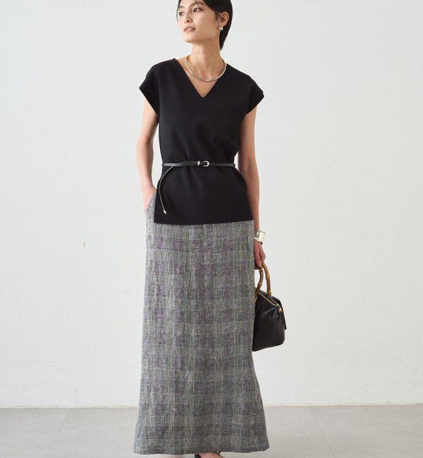  「チェックリネンマキシスカート」|スカート|