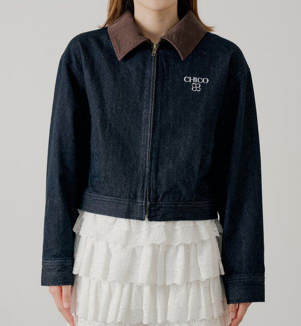  「【セットアップ対応】襟配色デニムジャケット」|デニムジャケット|