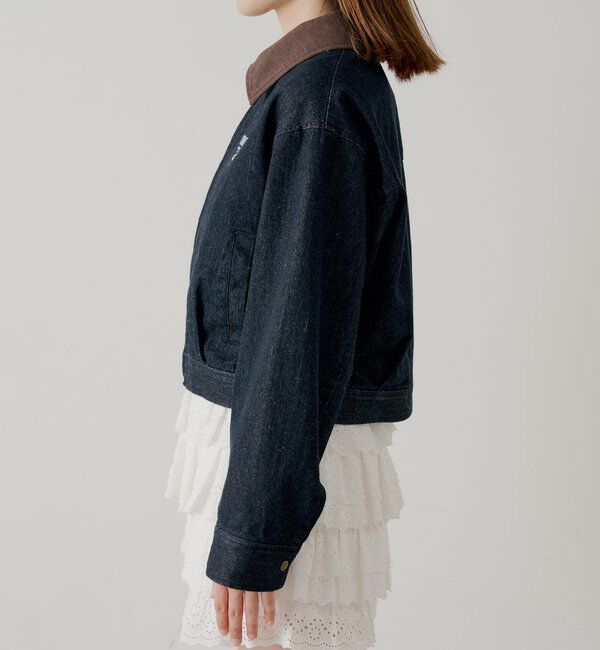  「【セットアップ対応】襟配色デニムジャケット」|デニムジャケット|