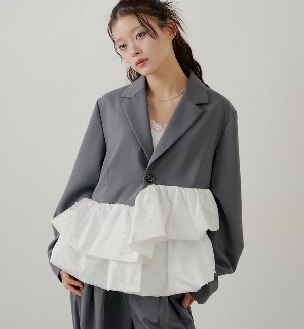  「【SALON by Chico】パールペプラムドッキングジャケット」|その他|