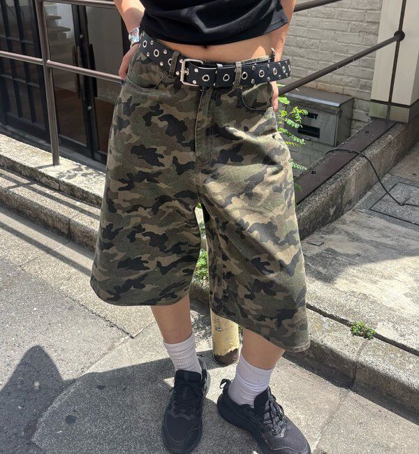  「PATTERNED TWILL SHORTS」|デニム|カーキ