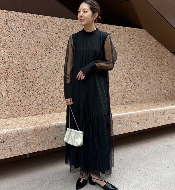  「【オケージョン/サイズ展開あり/人気につき再販】チュールハイネックワンピース」|ワンピース|