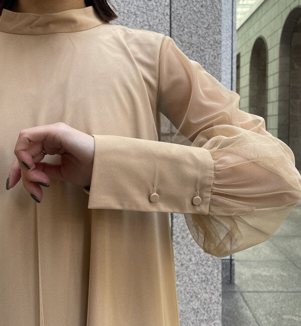  「【オケージョン/サイズ展開あり/人気につき再販】チュールハイネックワンピース」|ワンピース|