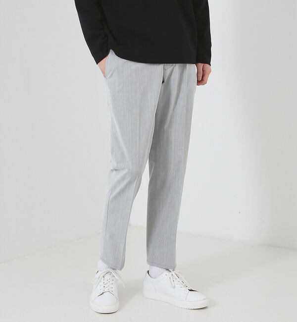 ABAHOUSE「【多機能/シェルタリングドライ】リネン混 イージー スラックス」|スラックス|ライトグレー