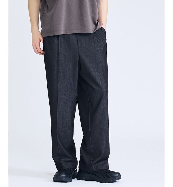 ABAHOUSE「【セットアップ対応】デニムライクツイル ワイド イージーパンツ」|その他|ブラック