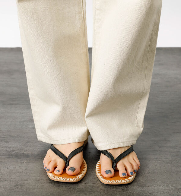 Rouge vif「【PAOLO BOVE / パオロ ボーヴ】ヒール トングサンダル / ラフィア」|サンダル|