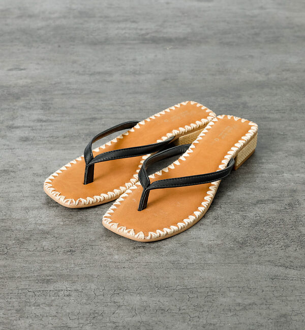 Rouge vif「【PAOLO BOVE / パオロ ボーヴ】ヒール トングサンダル / ラフィア」|サンダル|