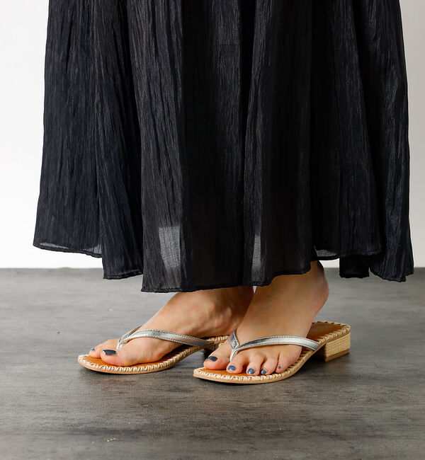 Rouge vif「【PAOLO BOVE / パオロ ボーヴ】ヒール トングサンダル / ラフィア」|サンダル|