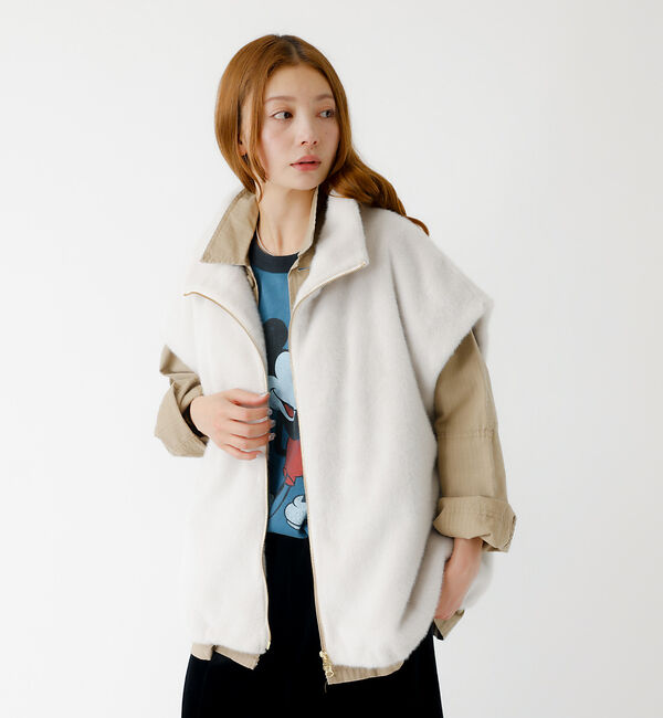 Rouge vif「【MICA&DEAL /マイカアンドディール】ファーベスト/ベスト/ファー/レイ」|ベスト・ジレ|