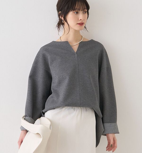 Rouge vif「ダブルフェイスプルオーバーブラウス」|シャツ・ブラウス|チャコールグレー