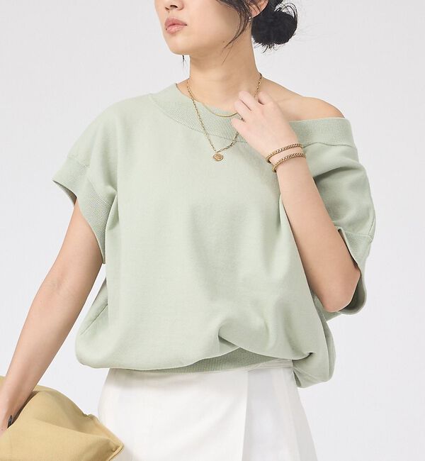 Rouge vif「スレッド編裏毛風ニットプルオーバー」|ニット・セーター|セージグリーン