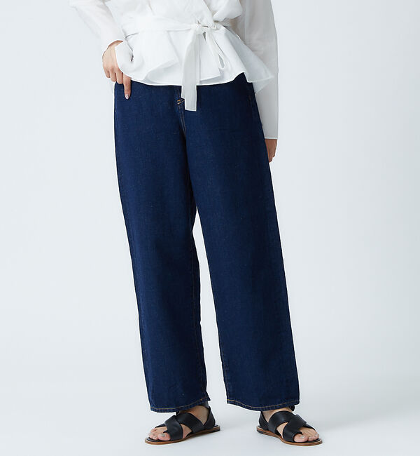 qualite「e&times;qualite STAFF コットンリネンワイドストレートデニム」|デニム|インディゴ