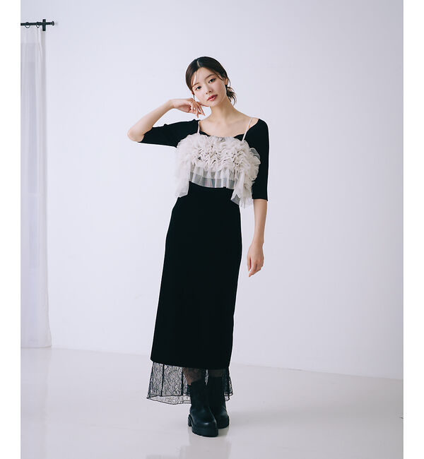 SELFIST「ベロア裾レーススカート」|スカート|