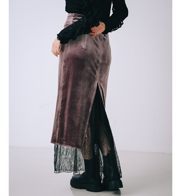 SELFIST「ベロア裾レーススカート」|スカート|