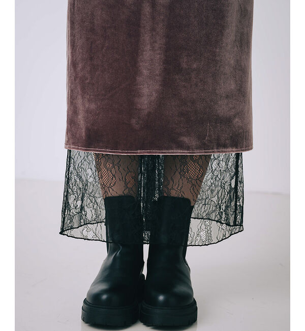 SELFIST「ベロア裾レーススカート」|スカート|