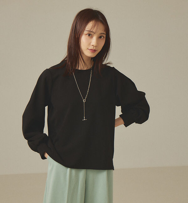 abahouse mavie「【前後着用可】カットジョーゼット2WAYプルオーバー」|Tシャツ・カットソー|ブラック