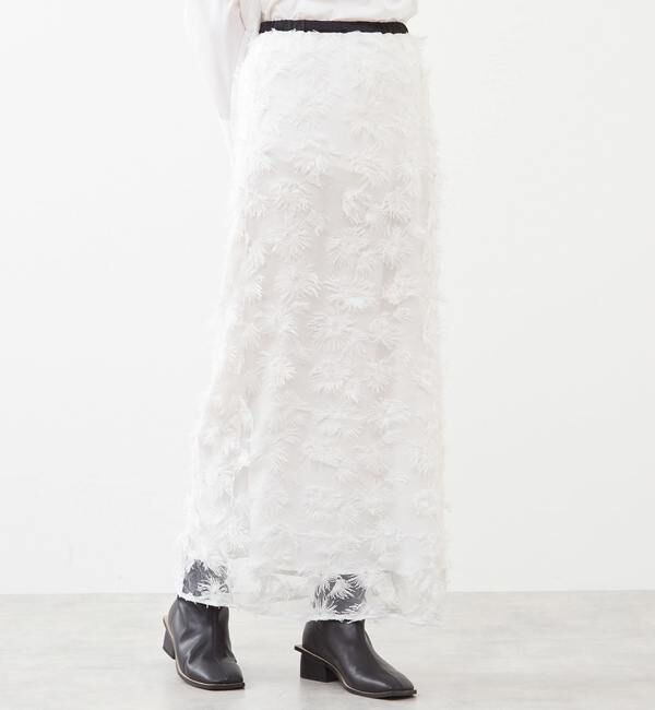 Soffitto「チュール刺繍Iラインスカート」|スカート|ホワイト