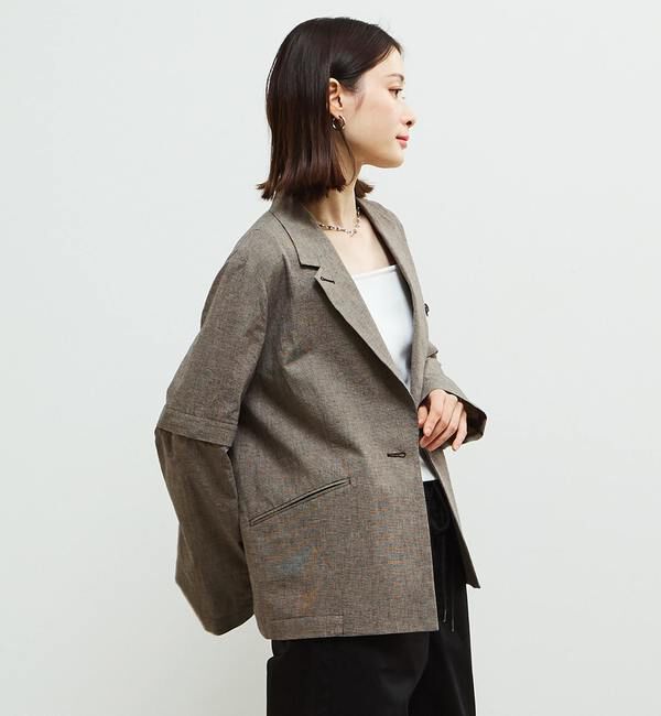 SOFFITTO「袖が取り外し可能2WAY麻混ジャケット」|テーラードジャケット|