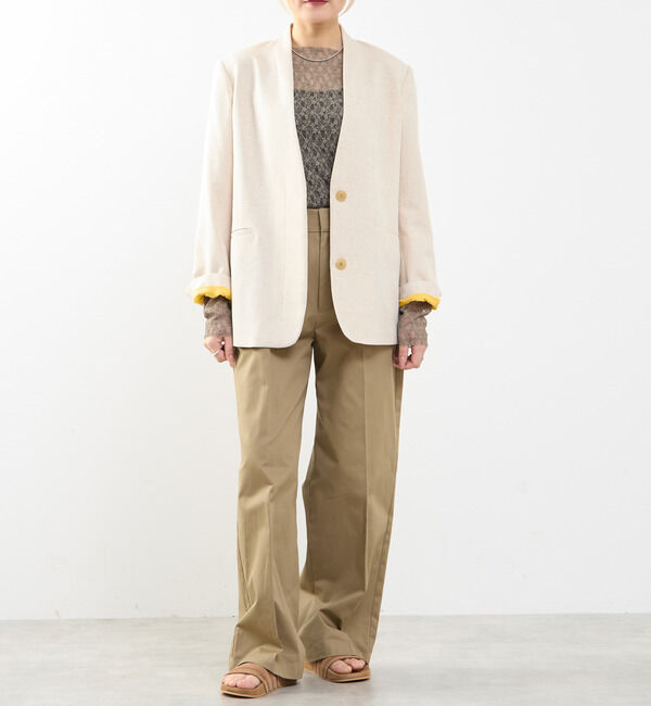 SOFFITTO「【A_/エース】リネン混ノーカラージャケット」|ノーカラージャケット|