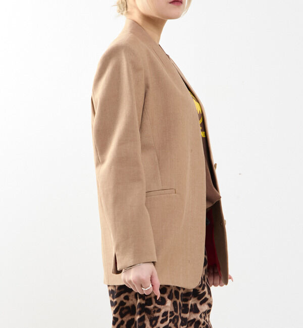 SOFFITTO「【A_/エース】リネン混ノーカラージャケット」|ノーカラージャケット|