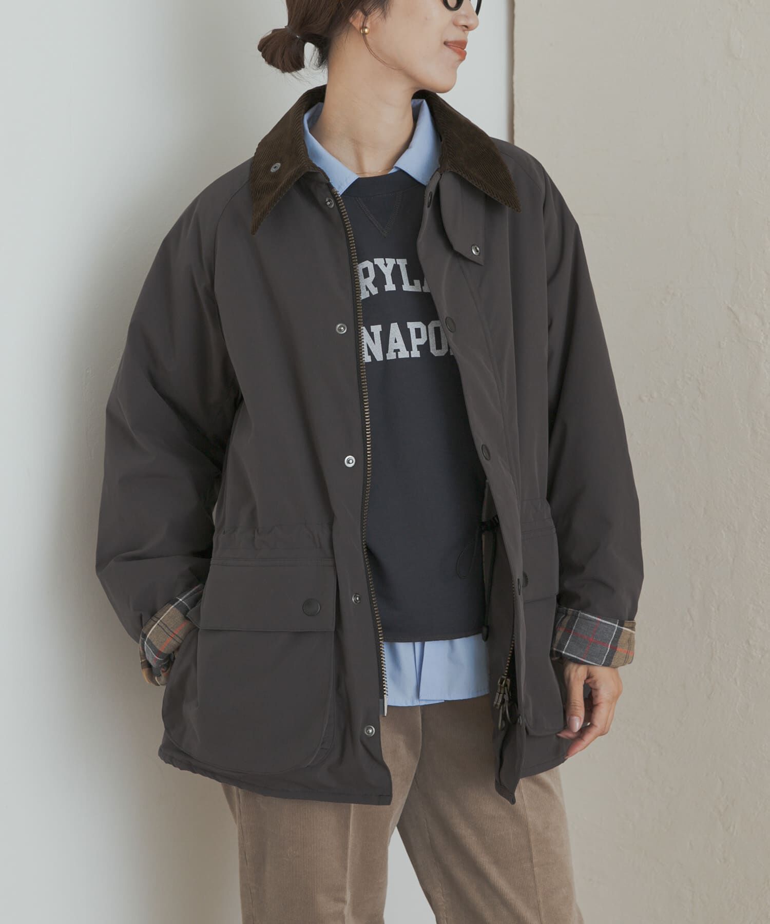 URBAN RESEARCH DOORS「『別注』Barbour　OS BEDALE PADDED」|ノーカラーコート|