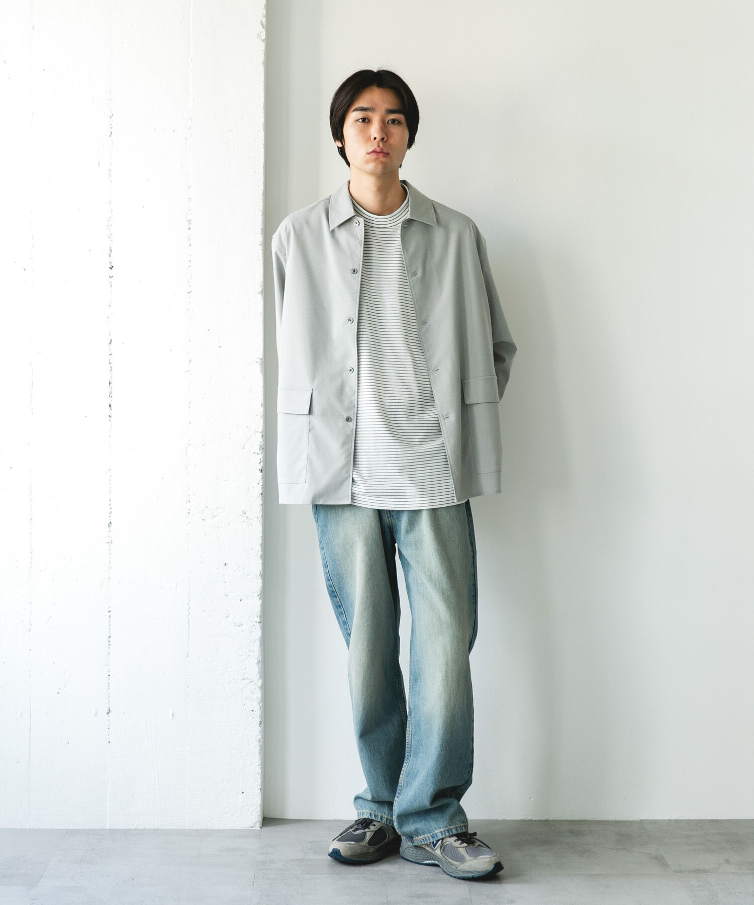 URBAN RESEARCH DOORS「ウールライクシャツジャケット」|ノーカラーコート|