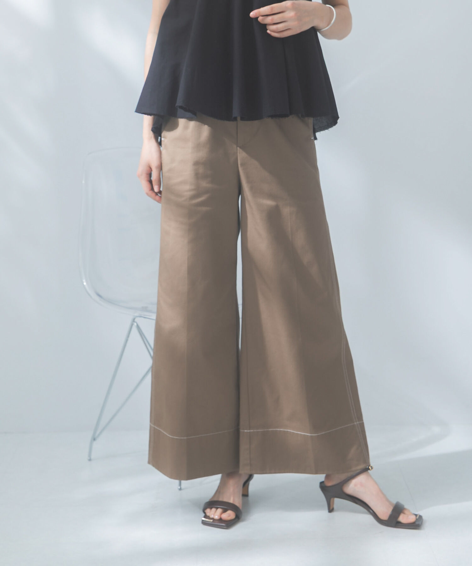 URBAN RESEARCH ROSSO「コットンツイルワイドパンツ」|その他|ブラウン