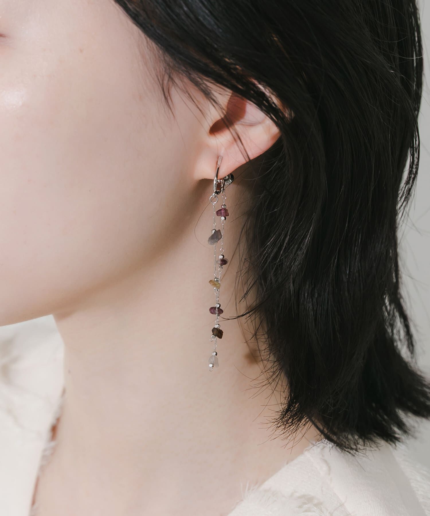 SMELLY「ストーンビーズチェーンイヤリング」|イヤリング|