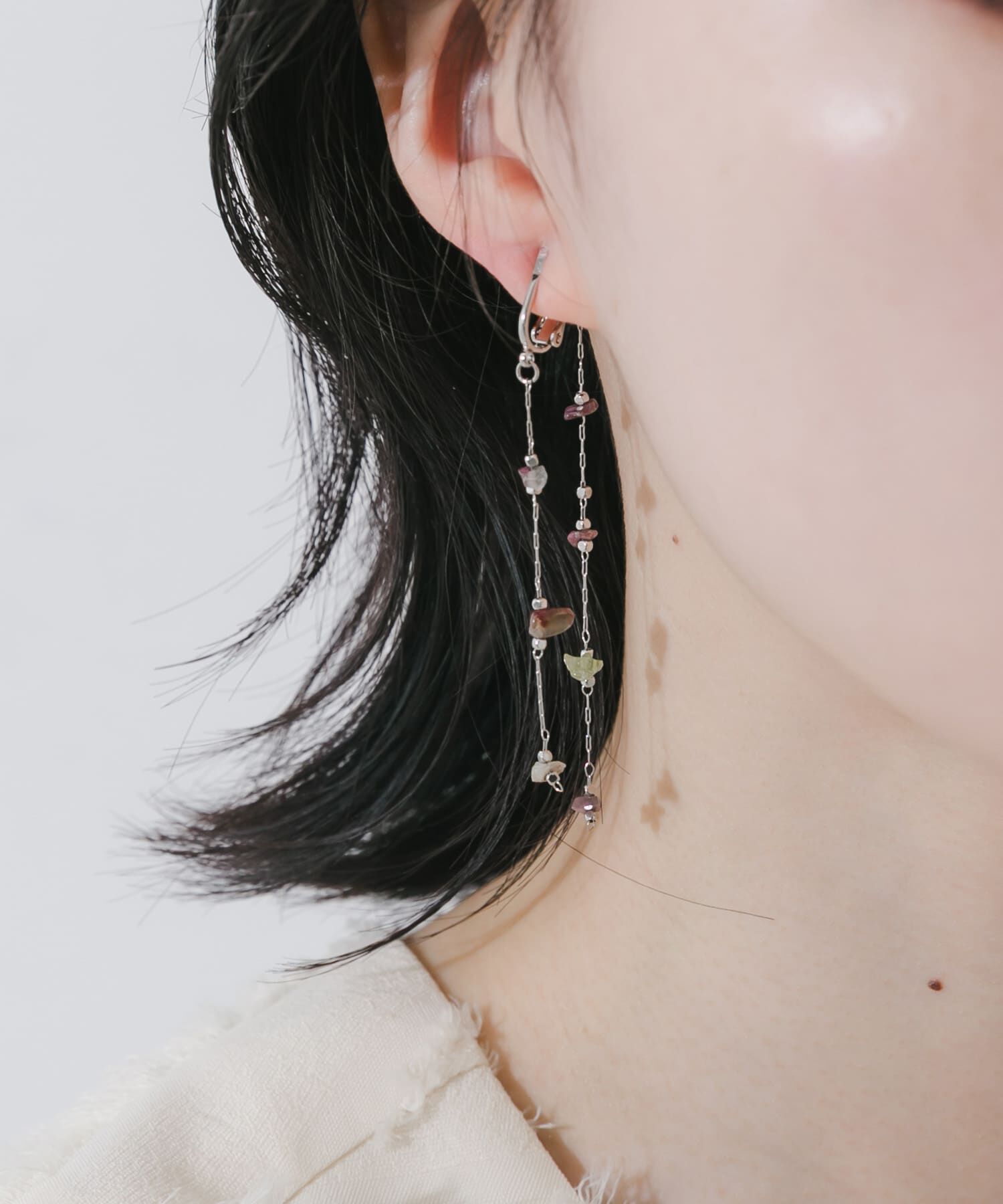 SMELLY「ストーンビーズチェーンイヤリング」|イヤリング|