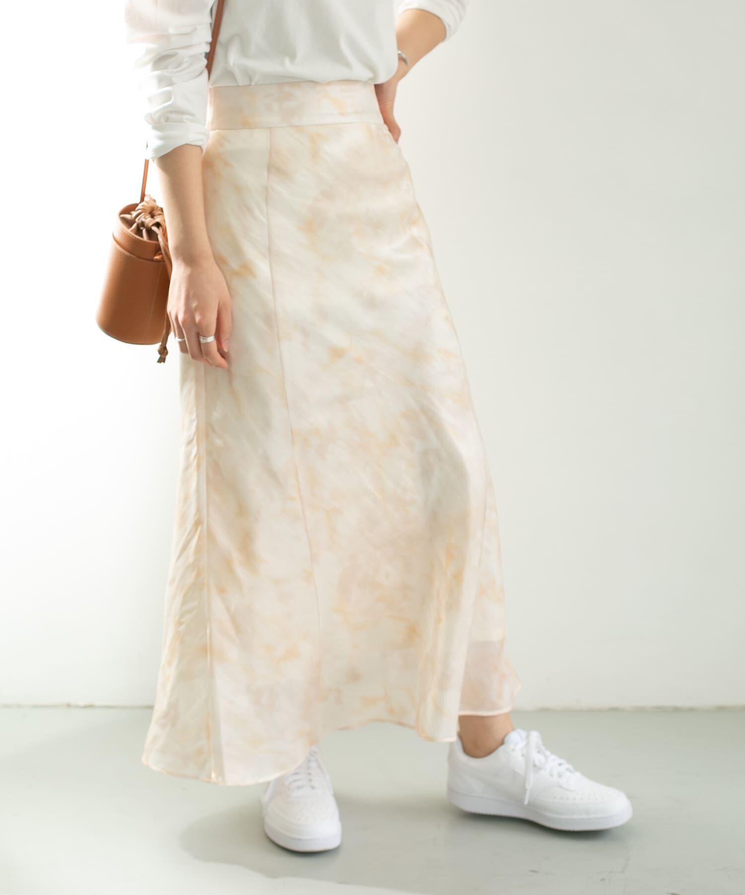  「タイダイプリントシャイニースカート」|スカート|ベージュ系その他