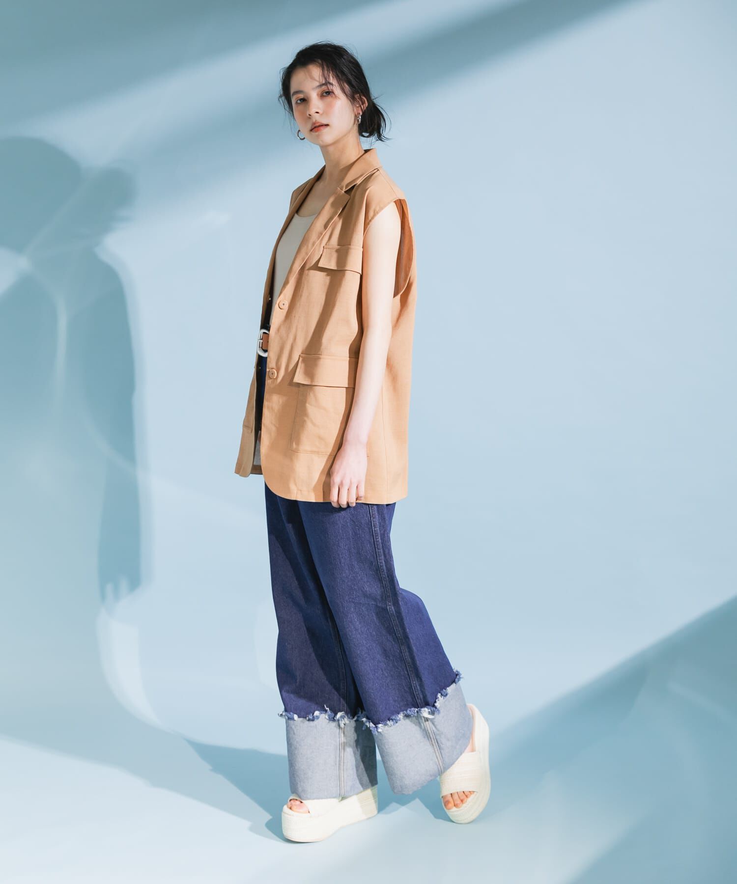  「ミリタリーシアーベスト」|ノーカラーコート|