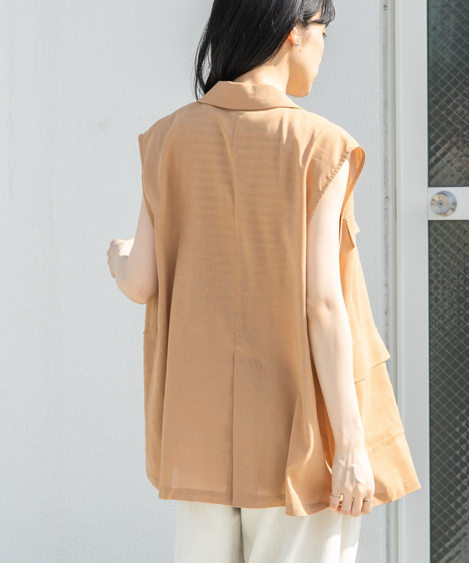  「ミリタリーシアーベスト」|ノーカラーコート|