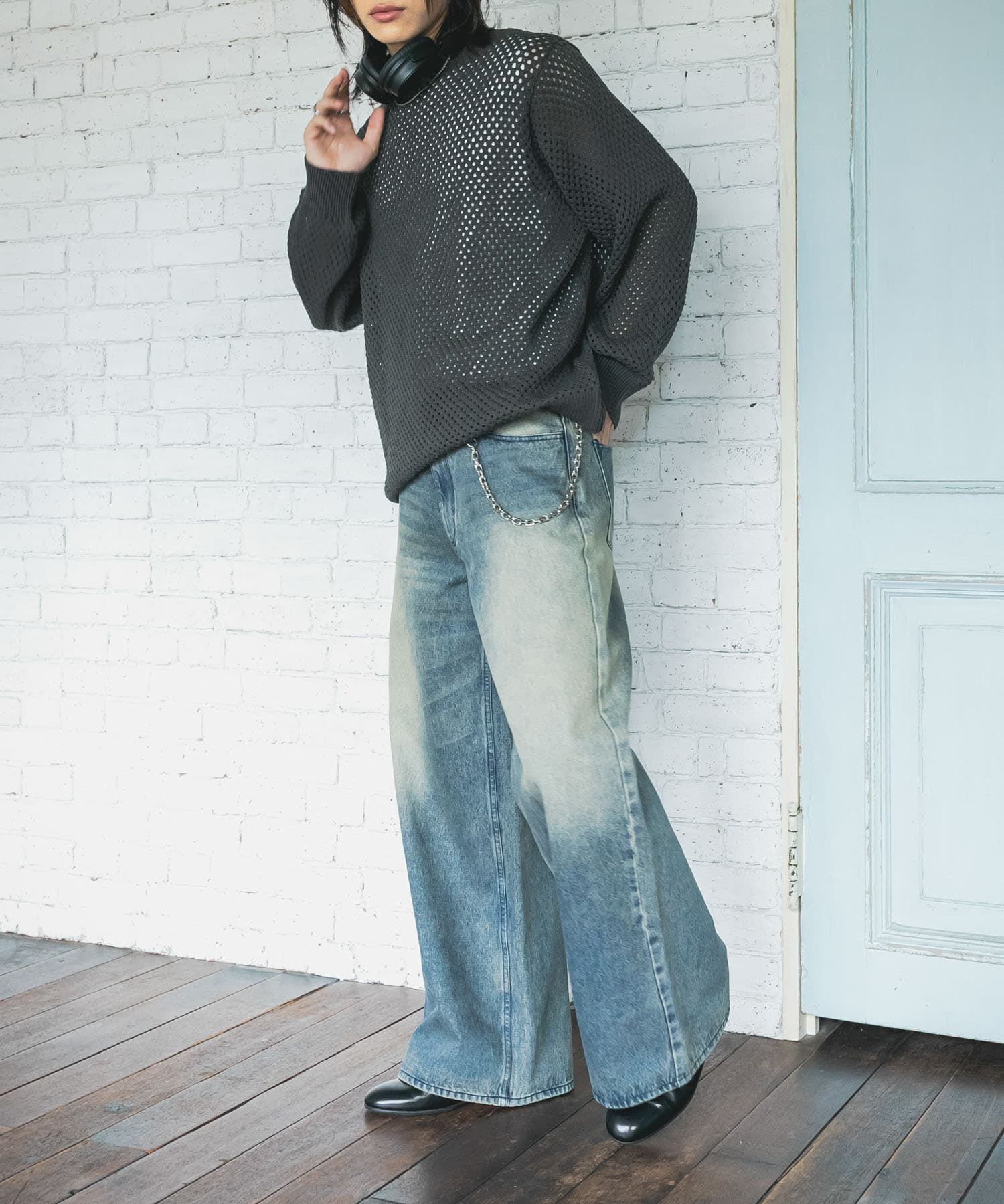 SENSE OF PLACE by URBAN RESEARCH「『洗濯可』シアーメッシュクルーネックニット」|ニット・セーター|