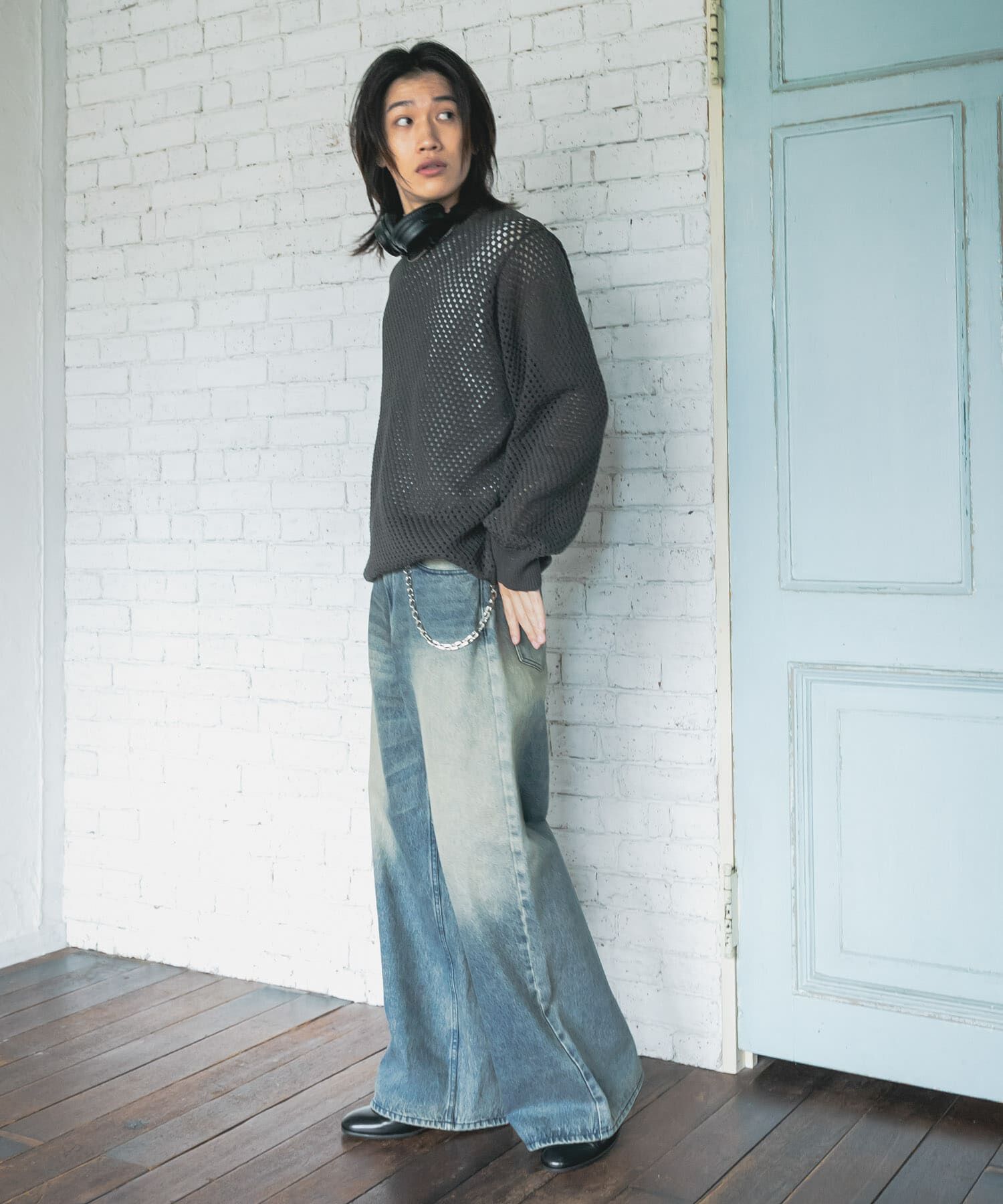 SENSE OF PLACE by URBAN RESEARCH「『洗濯可』シアーメッシュクルーネックニット」|ニット・セーター|