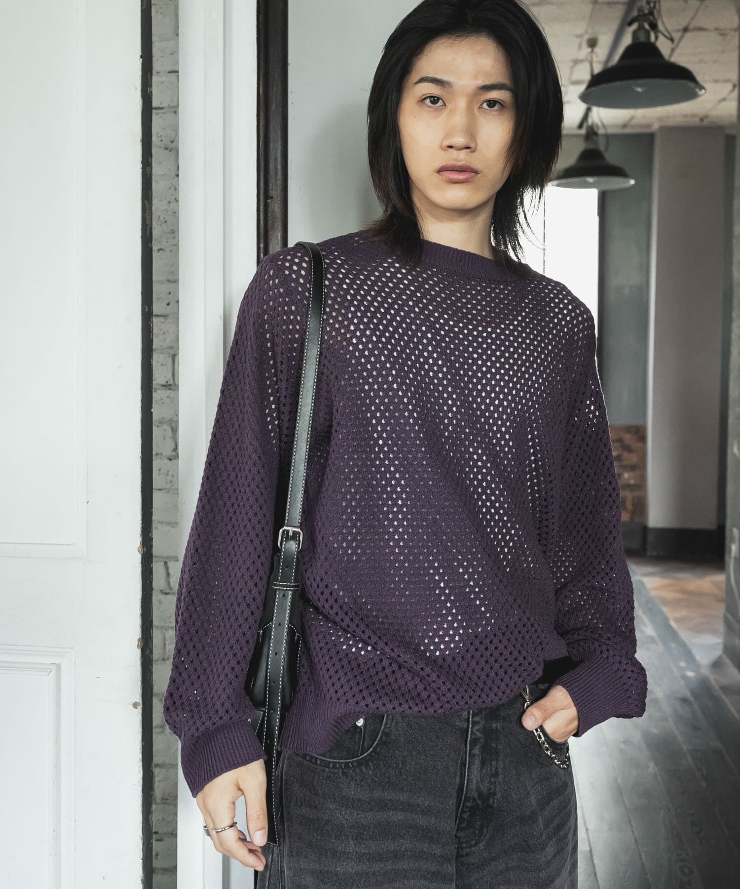 SENSE OF PLACE by URBAN RESEARCH「『洗濯可』シアーメッシュクルーネックニット」|ニット・セーター|