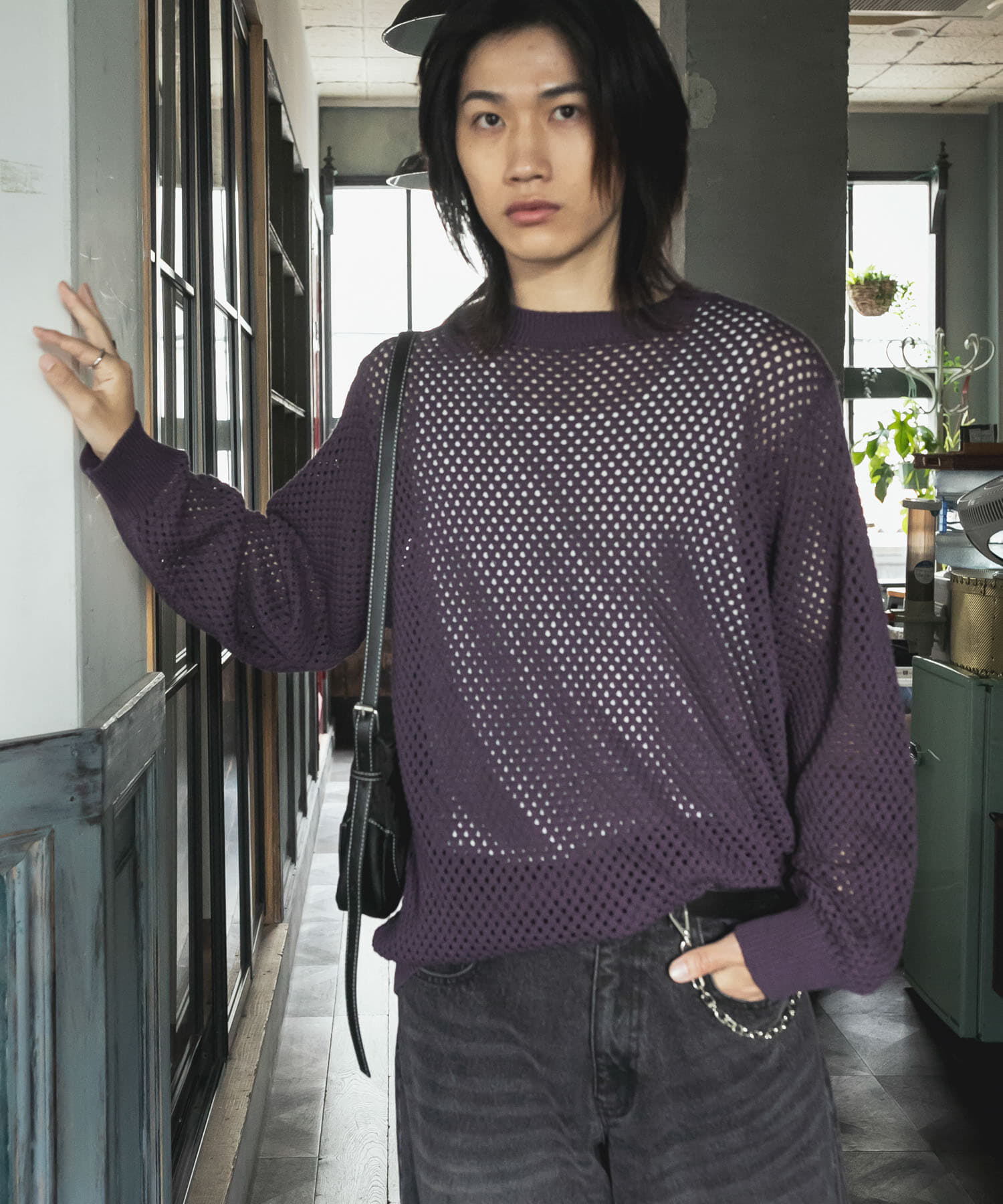 SENSE OF PLACE by URBAN RESEARCH「『洗濯可』シアーメッシュクルーネックニット」|ニット・セーター|