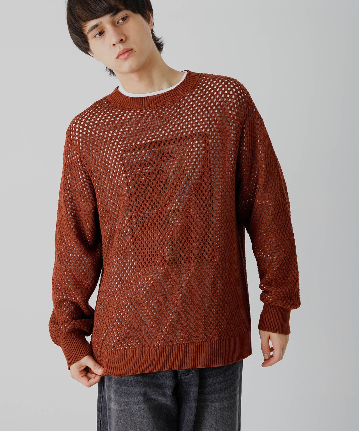 SENSE OF PLACE by URBAN RESEARCH「『洗濯可』シアーメッシュクルーネックニット」|ニット・セーター|