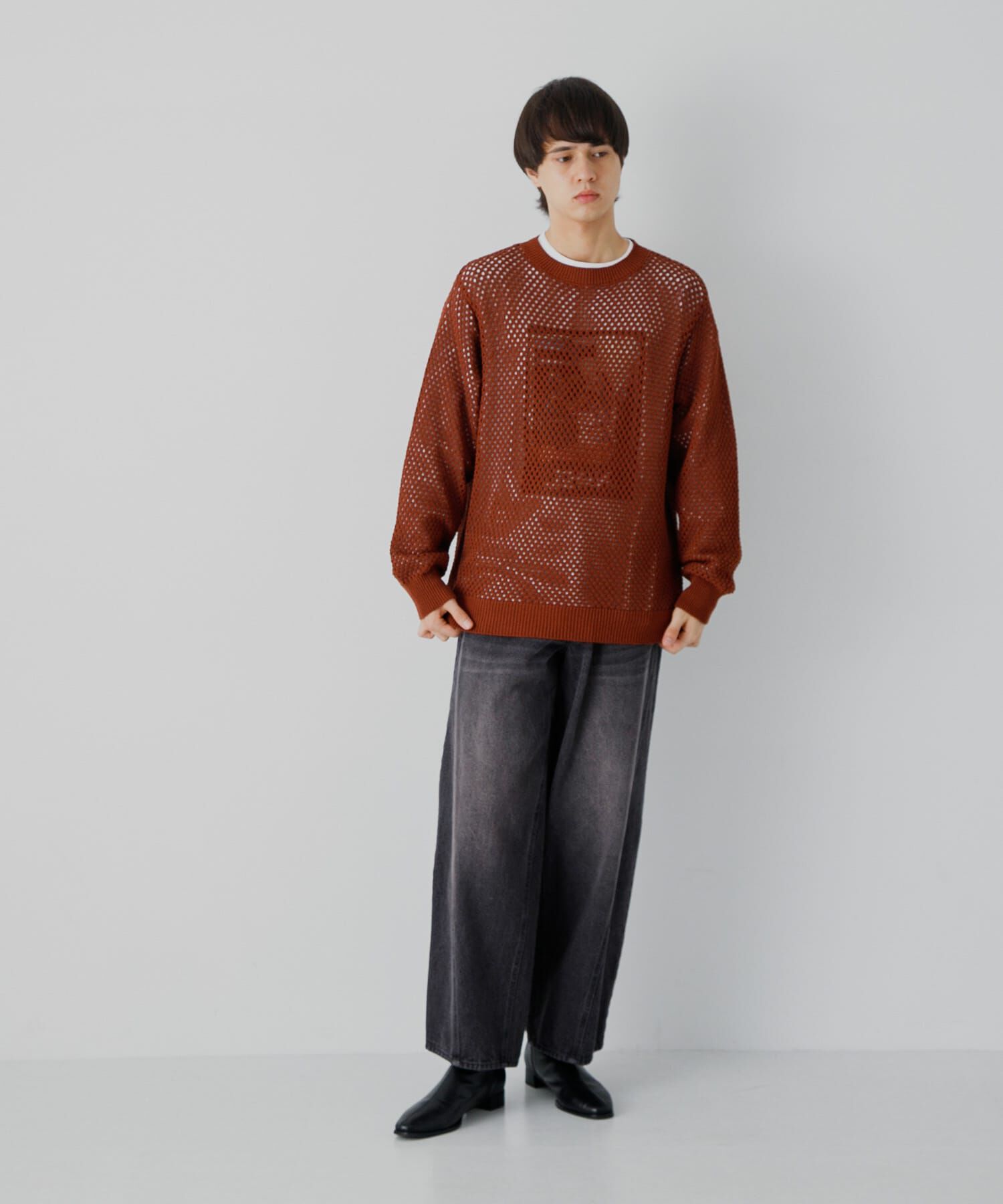 SENSE OF PLACE by URBAN RESEARCH「『洗濯可』シアーメッシュクルーネックニット」|ニット・セーター|