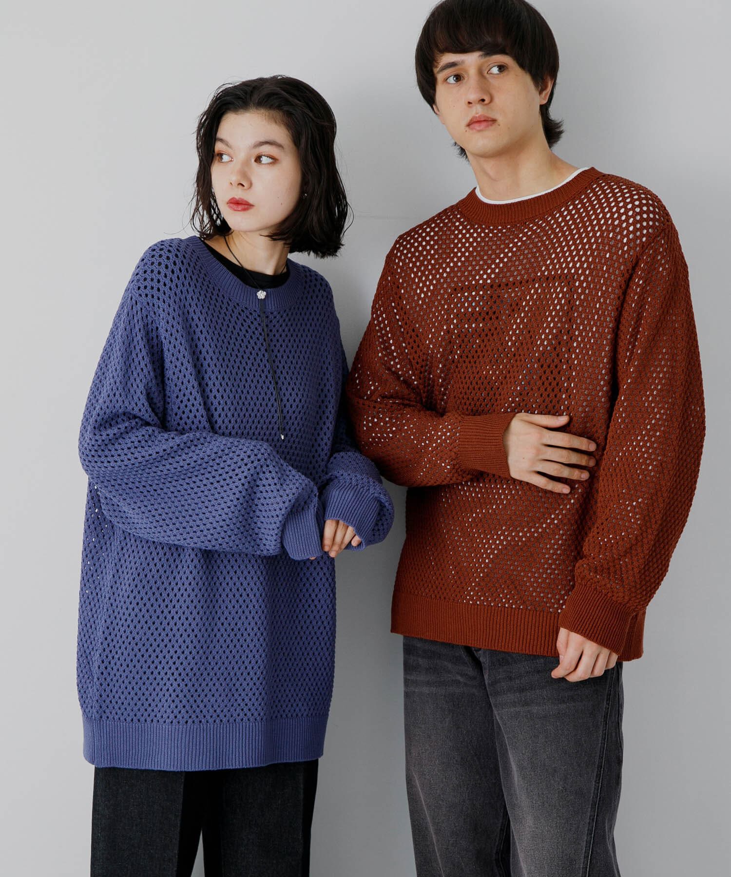 SENSE OF PLACE by URBAN RESEARCH「『洗濯可』シアーメッシュクルーネックニット」|ニット・セーター|