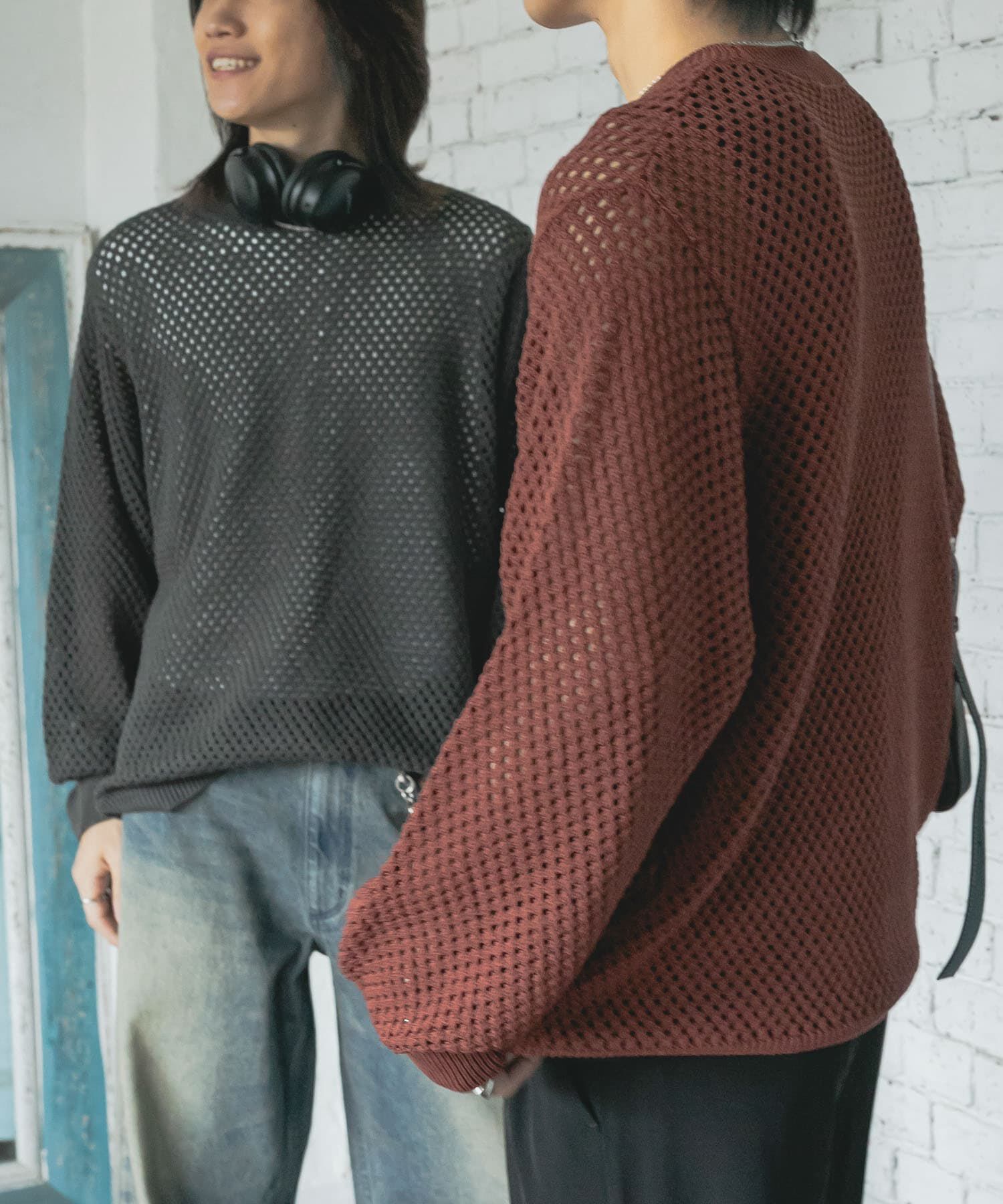 SENSE OF PLACE by URBAN RESEARCH「『洗濯可』シアーメッシュクルーネックニット」|ニット・セーター|