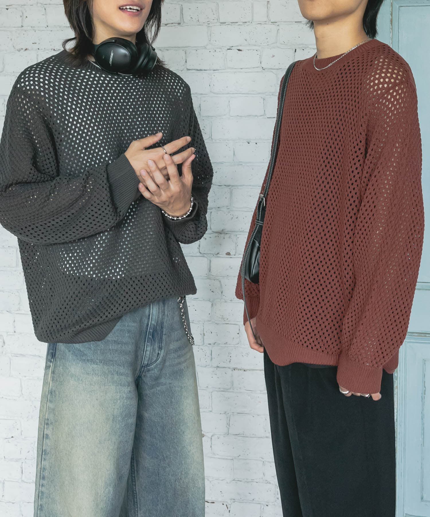 SENSE OF PLACE by URBAN RESEARCH「『洗濯可』シアーメッシュクルーネックニット」|ニット・セーター|